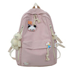 Load image into Gallery viewer, New Korean Style Cute Girls Backpack – High Quality Schoolbag for High School & College Students with Bear Keychain & Cartoon Pins