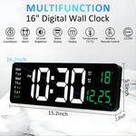 Load image into Gallery viewer, 16 inh Large LED Digital Wall Clock With Remote Control