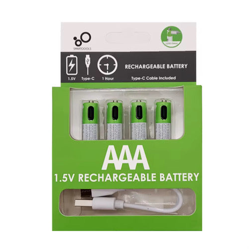 Smartoools RB40 AAA 750mWh 1.5V Lithium-Ion Type-C Rechargeable Batteries 4 Pcs