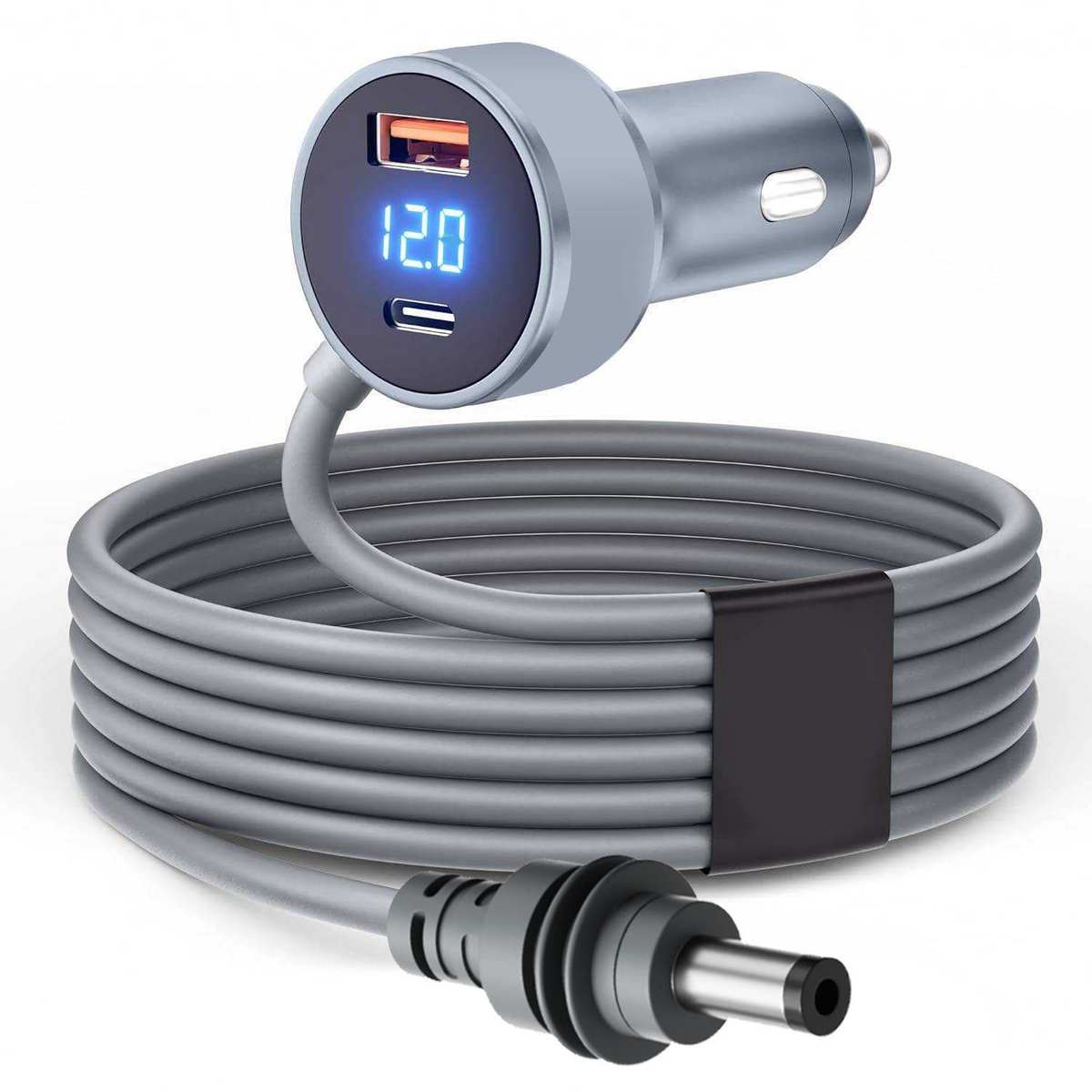 For Starlink Mini Car Charger DC Power Cable Cigarette Lighter 12V-48V with Digital Display Durable USB-C 140W USB-A 35W Ports