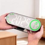 Load image into Gallery viewer, Digital LED Table Desk Mirror Alarm Clock