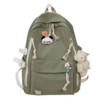 Load image into Gallery viewer, New Korean Style Cute Girls Backpack – High Quality Schoolbag for High School &amp; College Students with Bear Keychain &amp; Cartoon Pins