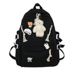 Load image into Gallery viewer, New Korean Style Cute Girls Backpack – High Quality Schoolbag for High School &amp; College Students with Bear Keychain &amp; Cartoon Pins